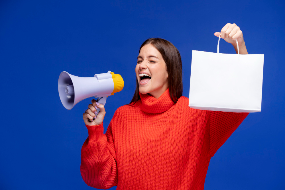 Medium Shot Woman Holding Paper Bag