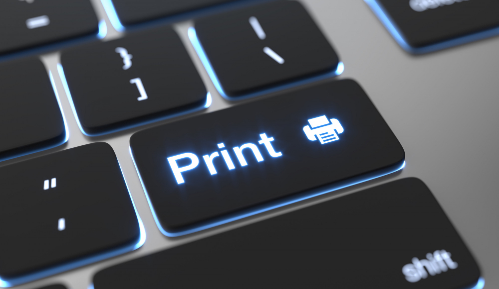 Print Concept. Print Text on Keyboard Button