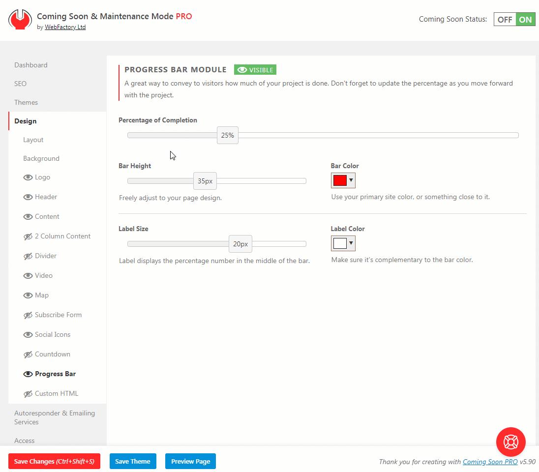 Cooming Soon & Maintenance Mode Progress Bar Module